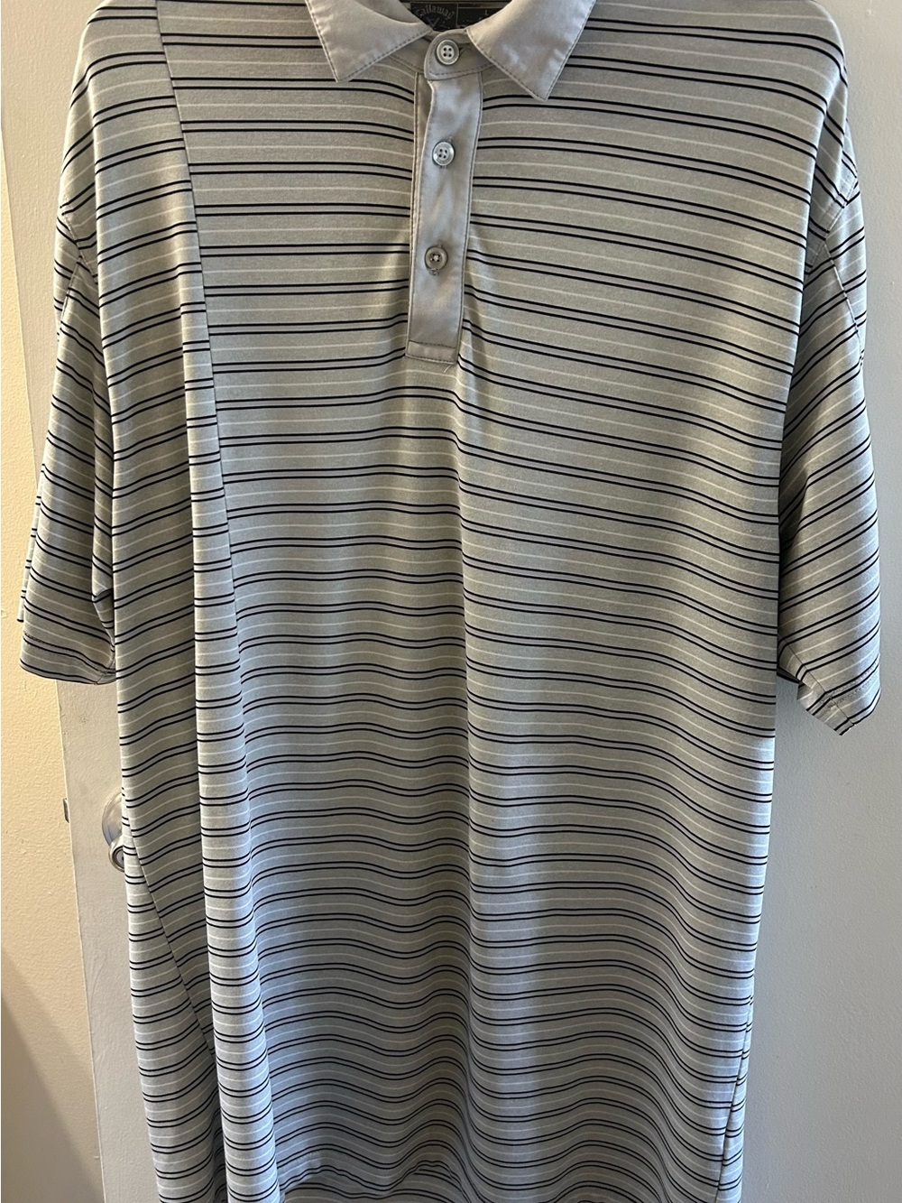 Callaway Men's Gray and Black Striped Polo